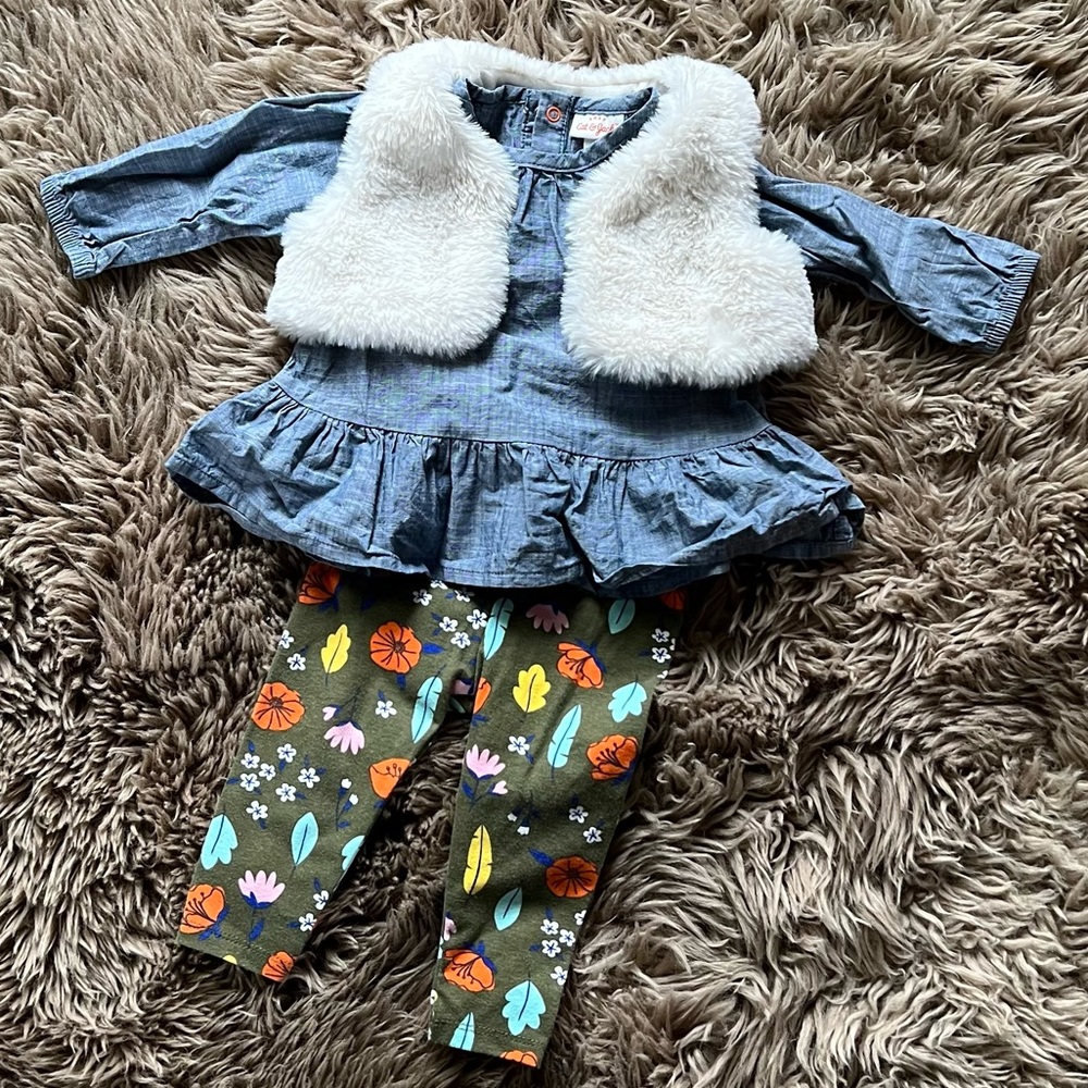 Baby girl Cat and Jack 3-6 mo Fall set